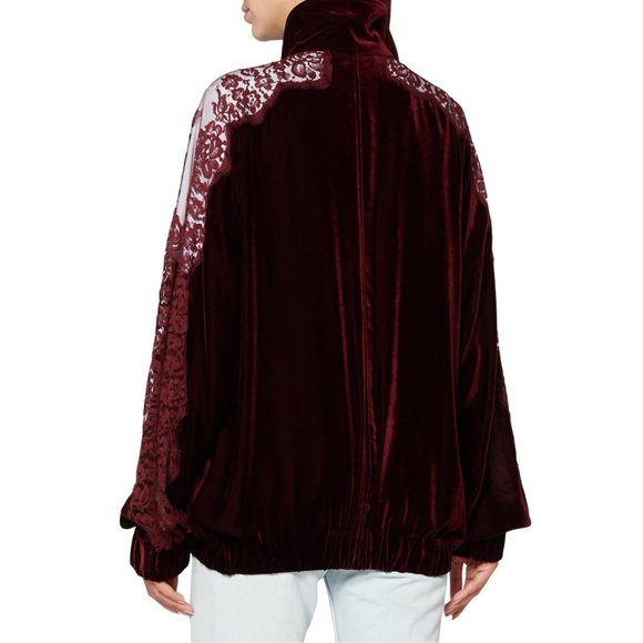 Stella Mccartney Lily Lace Velour Burgundy Bomber Jacket new with rag - Picture 2 of 6